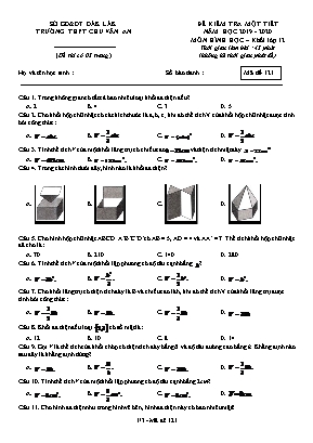 Đề kiểm tra 45 phút môn Hình học Lớp 12 - Mã đề 121 - Năm học 2019-2020 - Trường THPT Chu Văn An